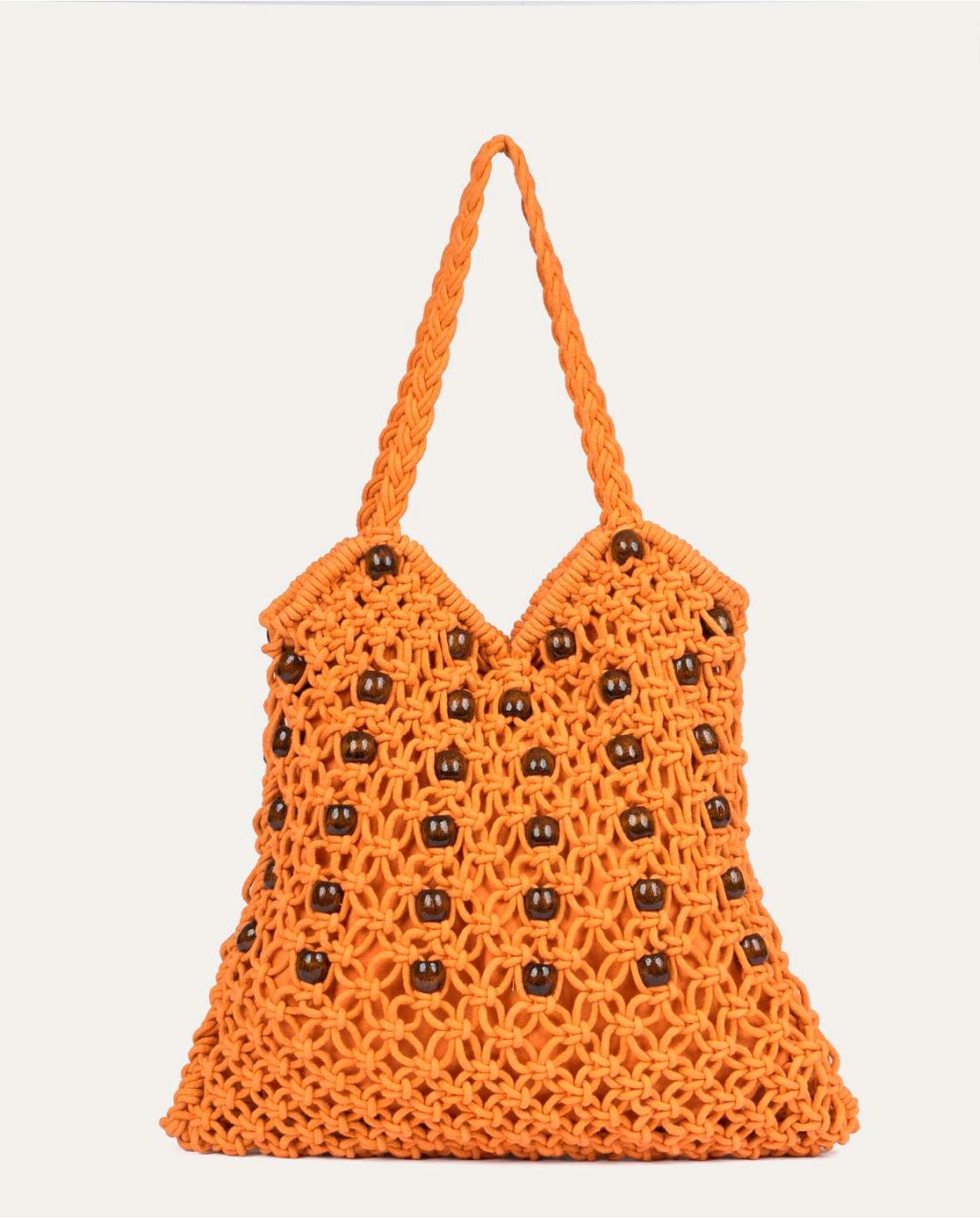 BOLSO ALGODÓN CON CUENTAS OCRE