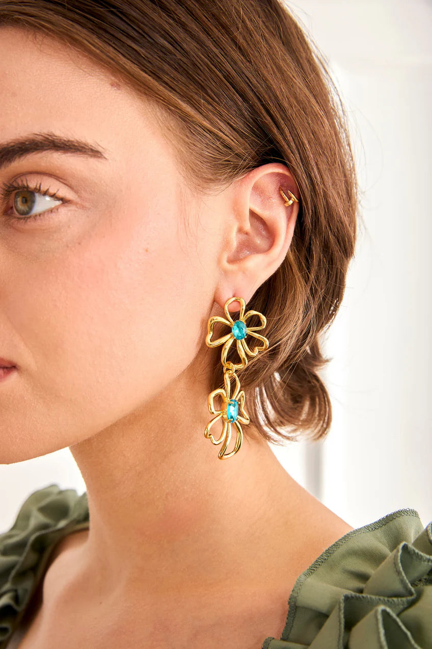 PENDIENTES FLORES AZUL