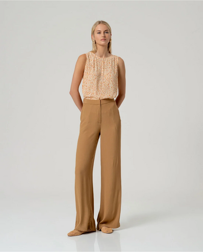 PANTALÓN ECOVERO TIRO MEDIO RECTO CAMEL