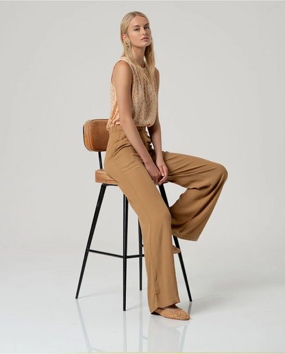 PANTALÓN ECOVERO TIRO MEDIO RECTO CAMEL