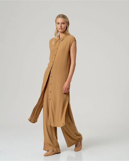 CAMISA LARGA 100% ECOVERO RECTA CAMEL