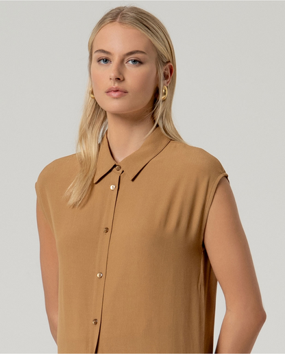 CAMISA LARGA 100% ECOVERO RECTA CAMEL