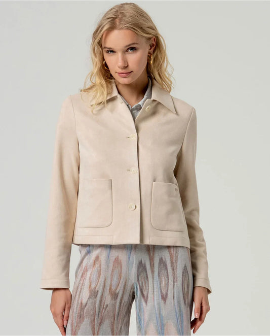 CHAQUETA EFECTO ANTE CON BOLSILLOS EN CRUDO