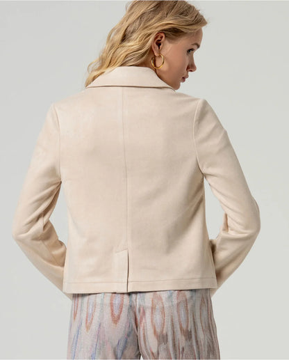 CHAQUETA EFECTO ANTE CON BOLSILLOS EN CRUDO