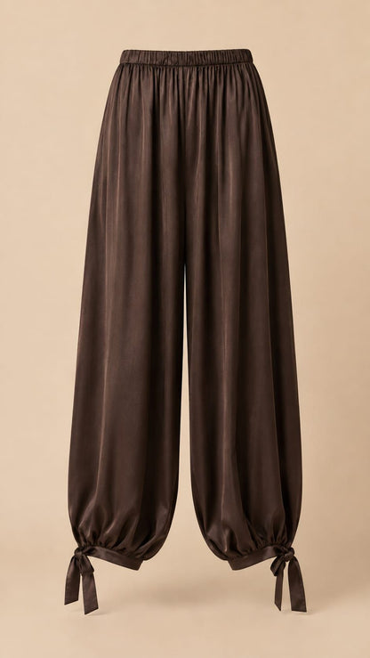 PANTALÓN RASO NUDOS MARRÓN