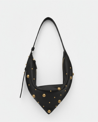 BOLSO DE HOMBRO TIPO PAÑUELO CON TACHUELAS NEGRO