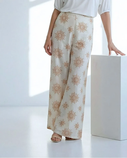 PANTALÓN WIDE LEG FLUIDO TOBILLO CRUDO