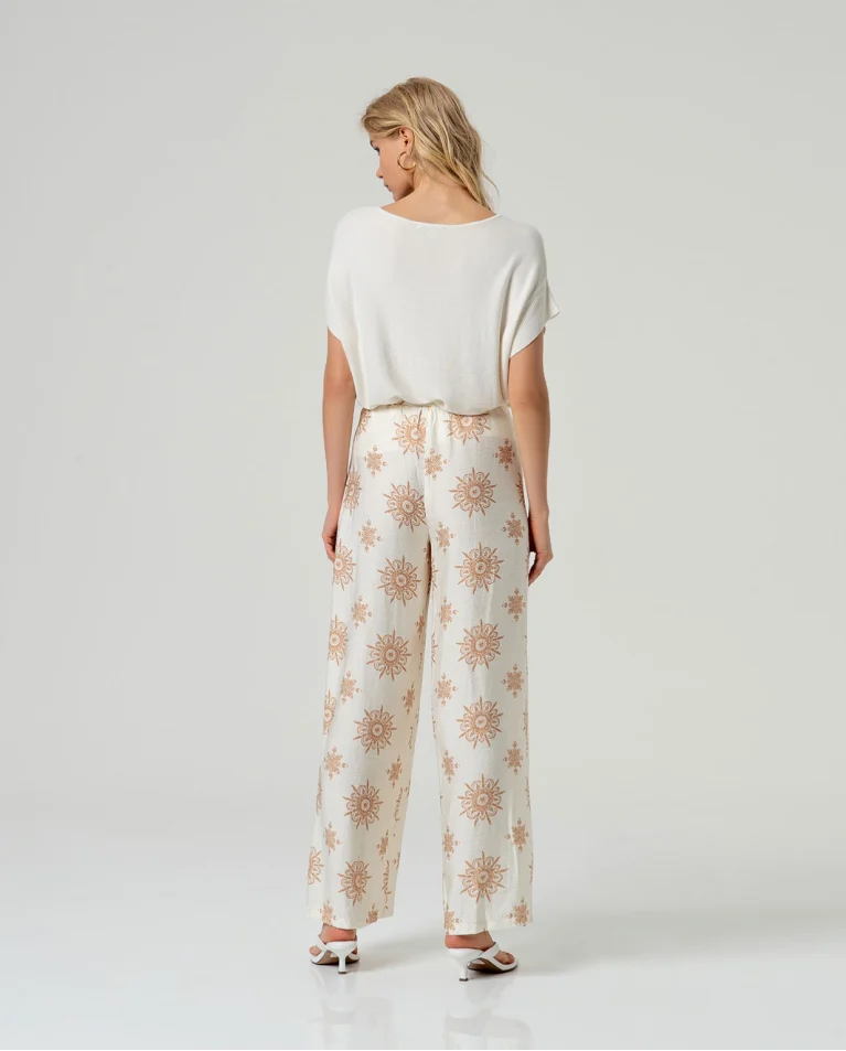 PANTALÓN WIDE LEG FLUIDO TOBILLO CRUDO