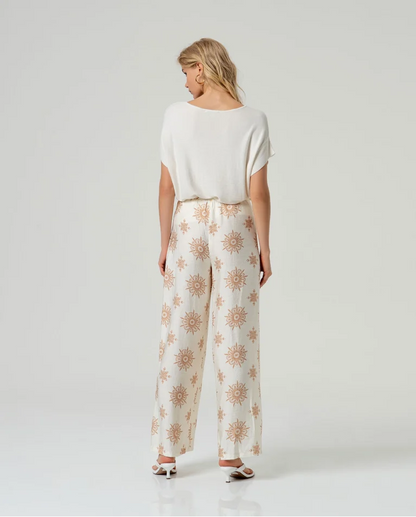PANTALÓN WIDE LEG FLUIDO TOBILLO CRUDO