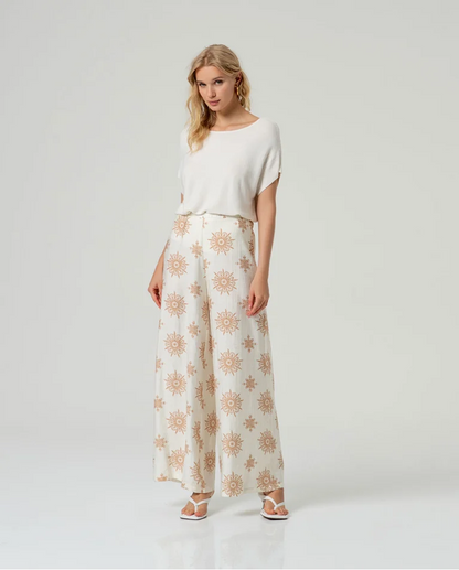 PANTALÓN WIDE LEG FLUIDO TOBILLO CRUDO