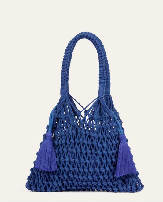 BOLSO PEQUEÑO CALADO ALGODÓN MARINO