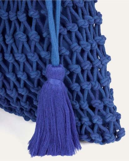 BOLSO PEQUEÑO CALADO ALGODÓN MARINO