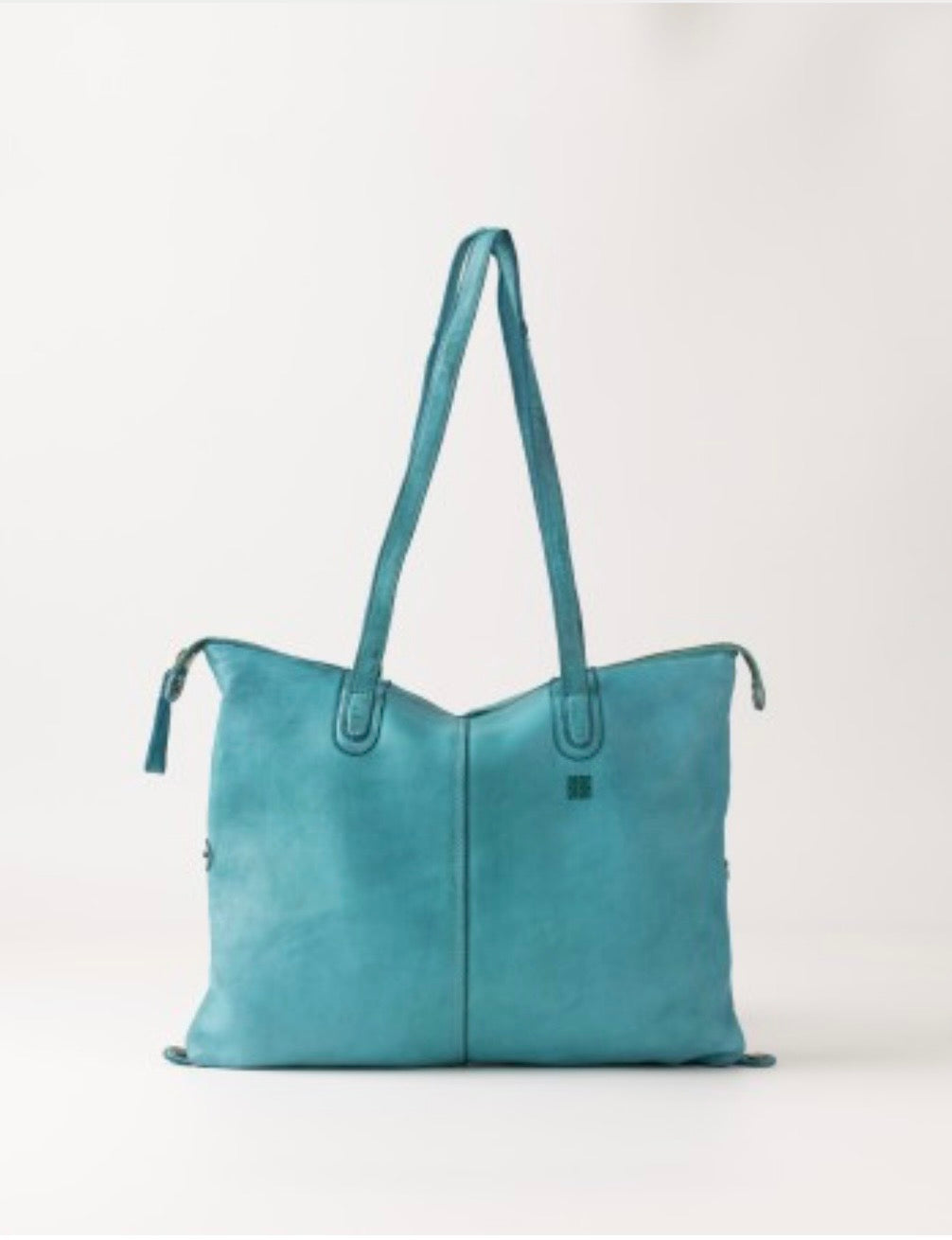 BOLSO HOOPER DE PIEL VERDE AGUA