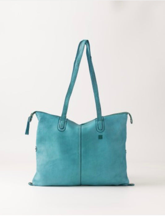 BOLSO HOOPER DE PIEL VERDE AGUA
