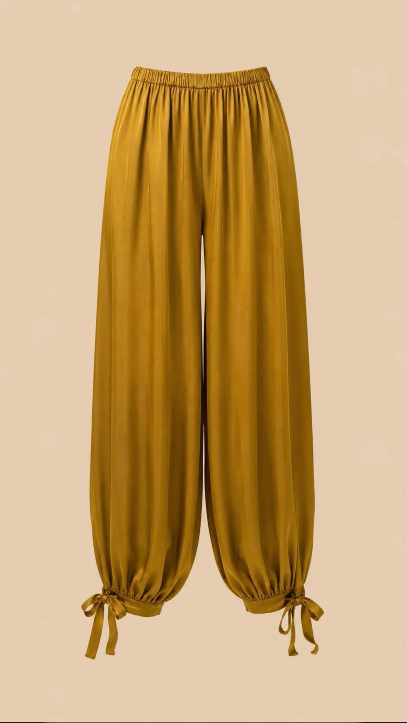 PANTALÓN RASO NUDOS MOSTAZA
