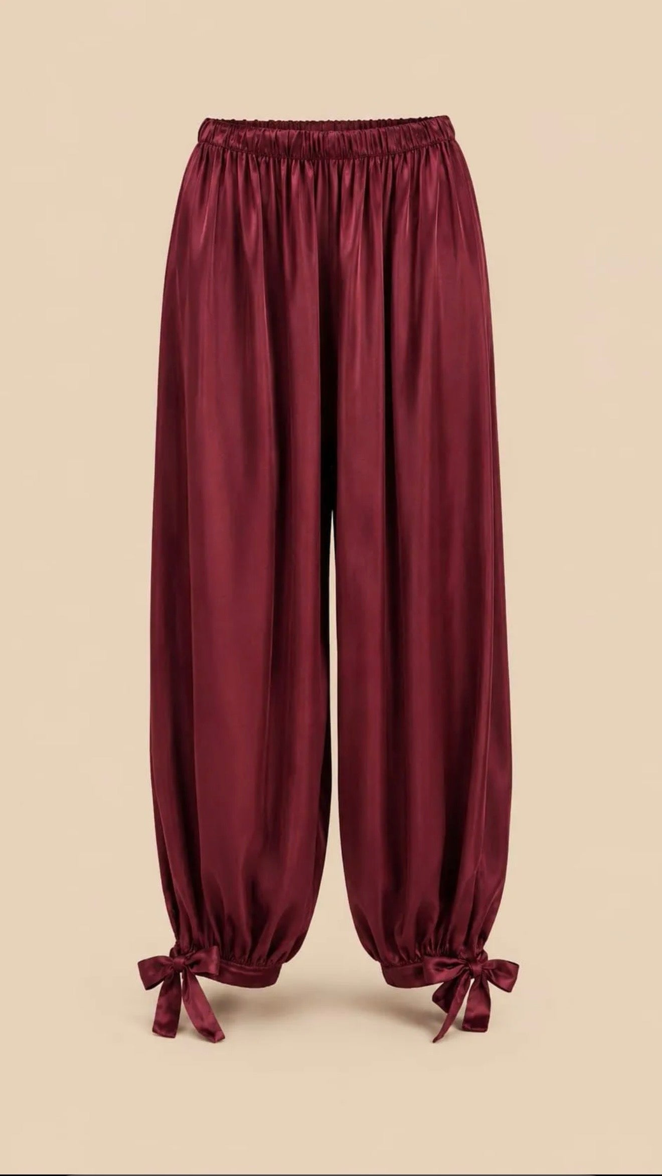 PANTALÓN RASO NUDOS BURDEOS
