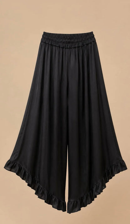 PANTALÓN VOLANTES ASIMÉTRICO NEGRO