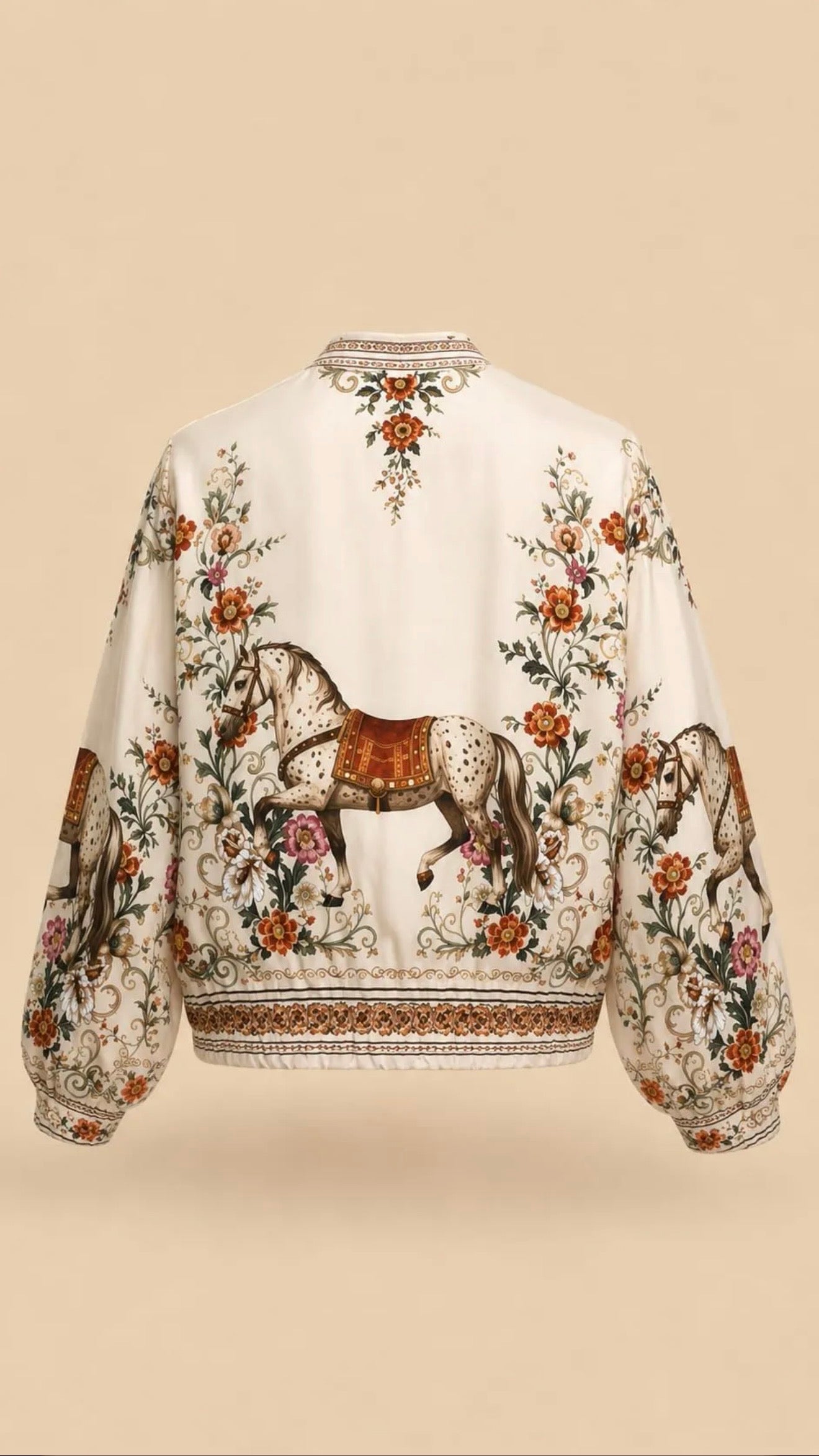 CHAQUETA BOMBER ESTAMPADO CABALLO CRUDO