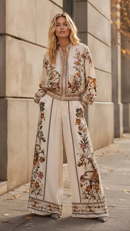 CHAQUETA BOMBER ESTAMPADO CABALLO CRUDO