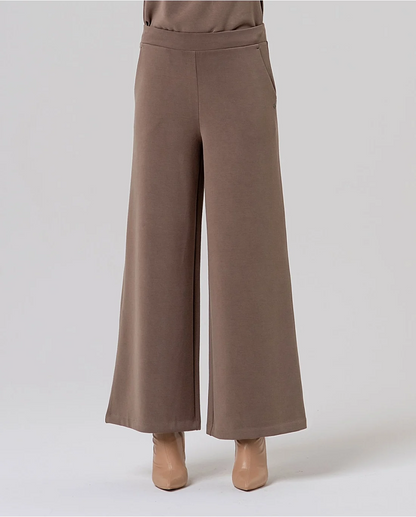 PANTALÓN ANCHO DE PUNTO DE MODAL TOPO