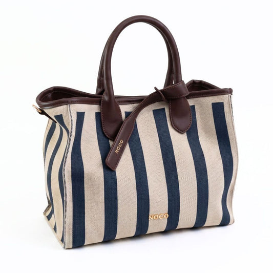BOLSO TOTE KNIT RAYAS AZUL