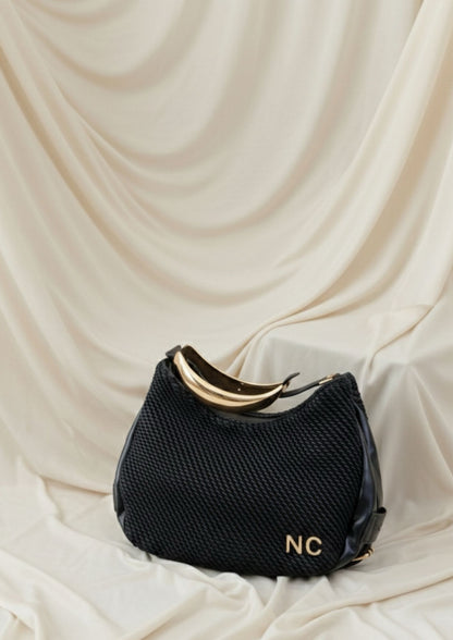 BOLSO HOBO SOFT TEXTURA ASA METAL NEGRO