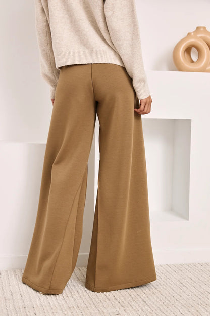 PANTALÓN FLARED PUNTO BOLSILLOS CAMEL