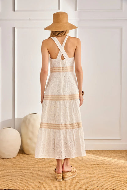 VESTIDO PAISLEY BORDADOS Y CALADOS BLANCO