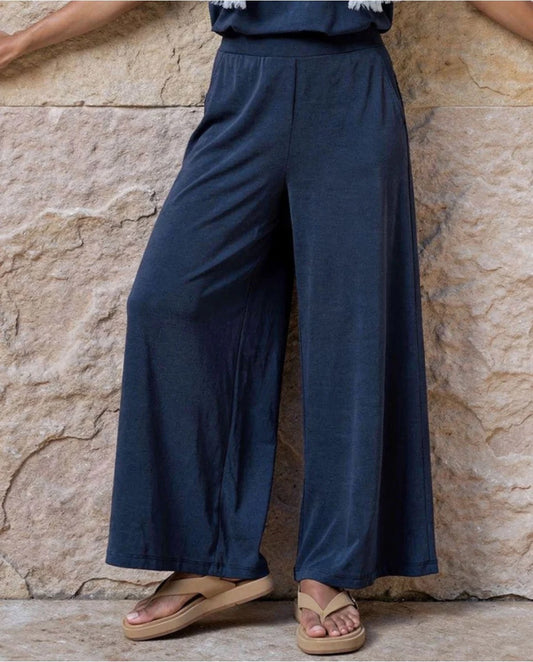 PANTALÓN AMPLIO CON CINTURA ELÁSTICA MARINO