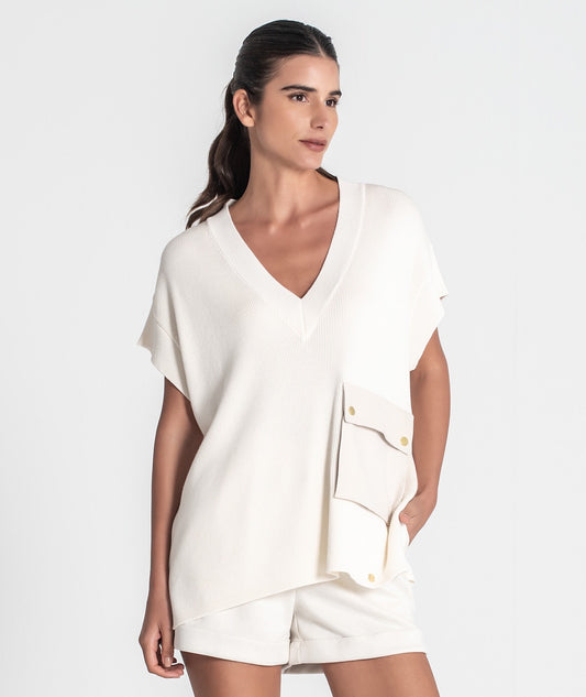 CHALECO CON BOLSILLO CRUDO