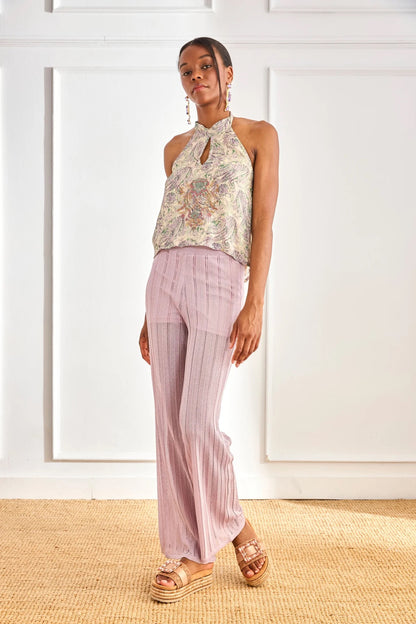 PANTALÓN PUNTO LÚREX VIOLETA