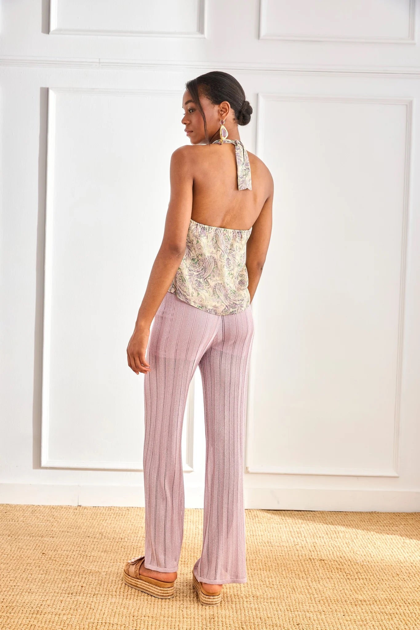 PANTALÓN PUNTO LÚREX VIOLETA