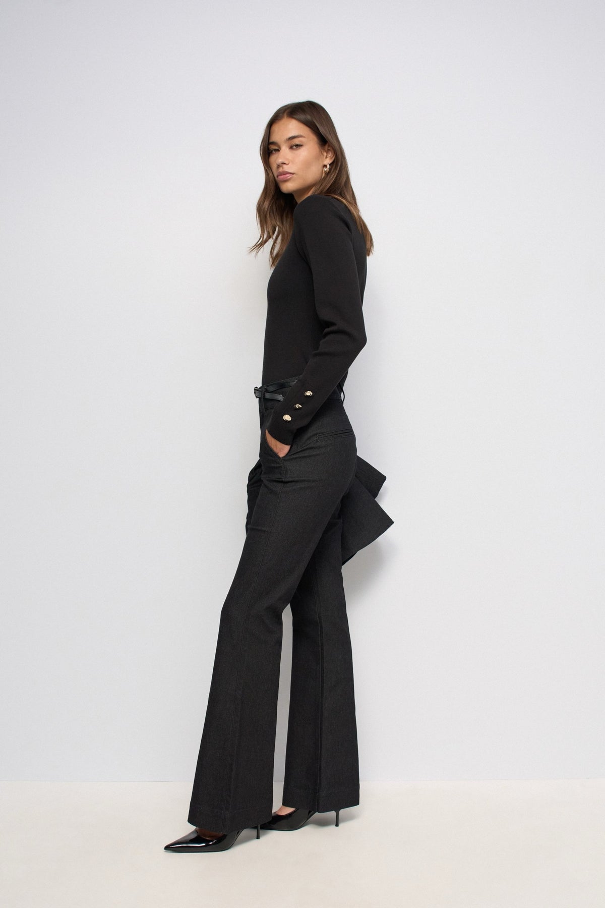 PANTALÓN SECRET CHINO PUSH IN FLARE NEGRO