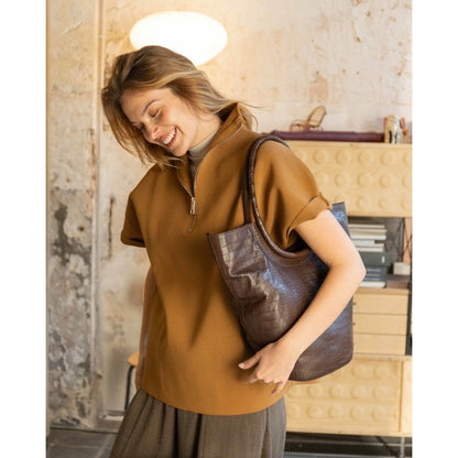BOLSO DE HOMBRO MARRIOTT DE PIEL MARRÓN OSCURO