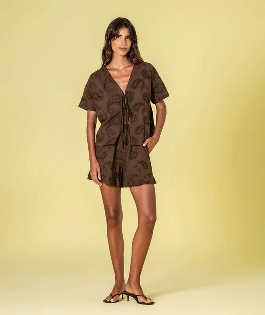 SHORT BORDADO INGLÉS MARRÓN