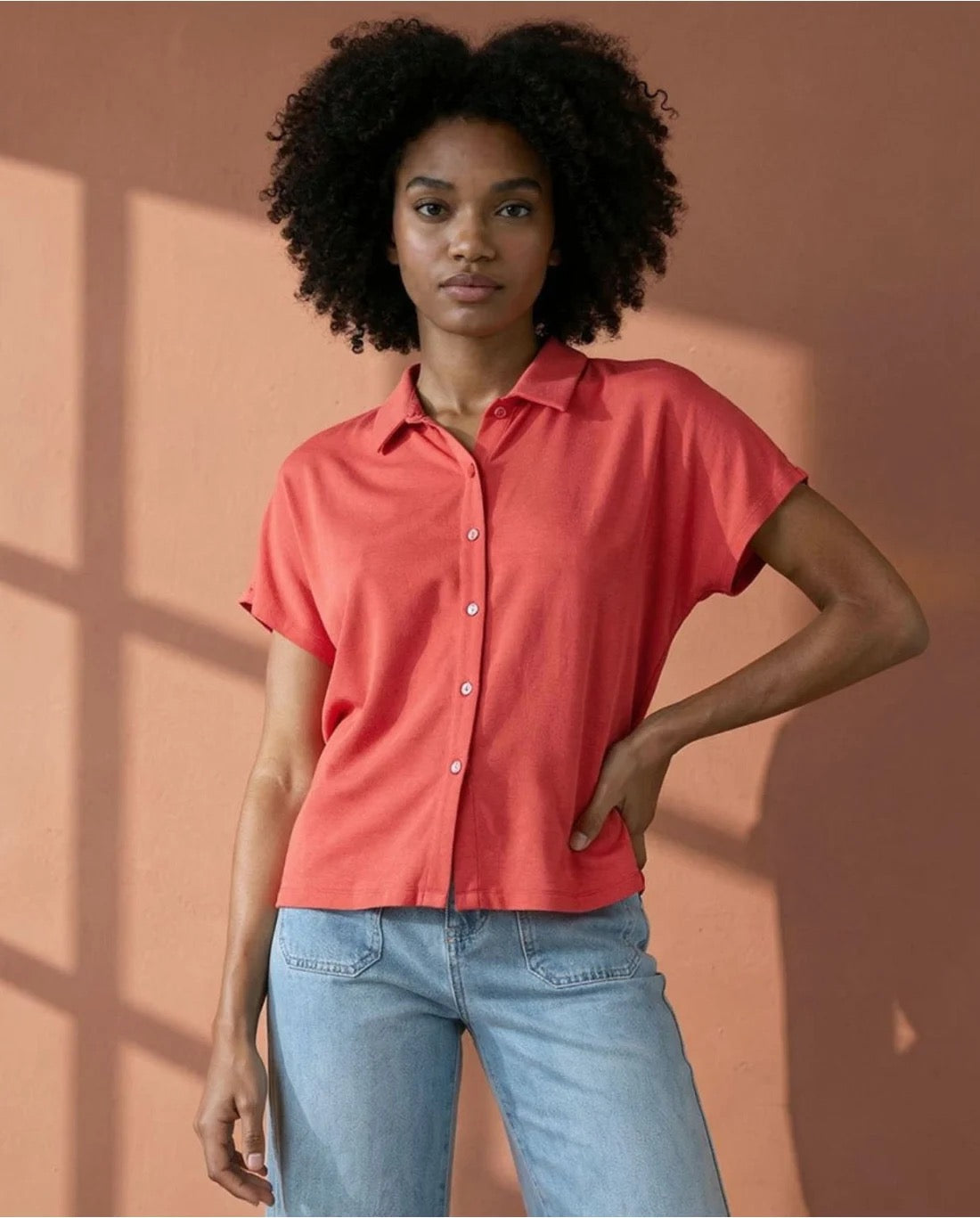 CAMISA MANGA CORTA ROJO