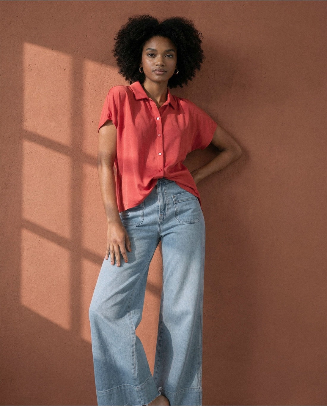 CAMISA MANGA CORTA ROJO