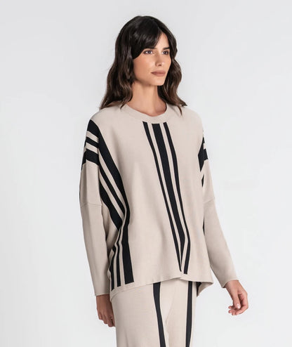 JERSEY OVERSIZE RAYAS BEIGE