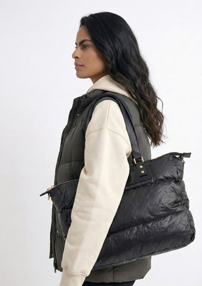 BOLSO SHOPPER  PUFFY ULTRALIGERO NEGRO