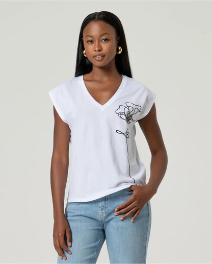 CAMISETA ALGODÓN ESTAMPADA FRONTAL BLANCO