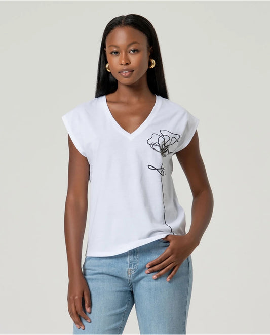 CAMISETA ALGODÓN ESTAMPADA FRONTAL BLANCO