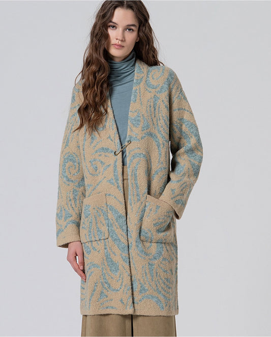 ABRIGO JACQUARD CON HEBILLA AZUL