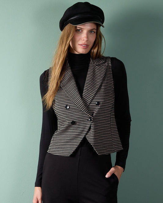 CHALECO CRUZADO EN PATA DE GALLO NEGRO