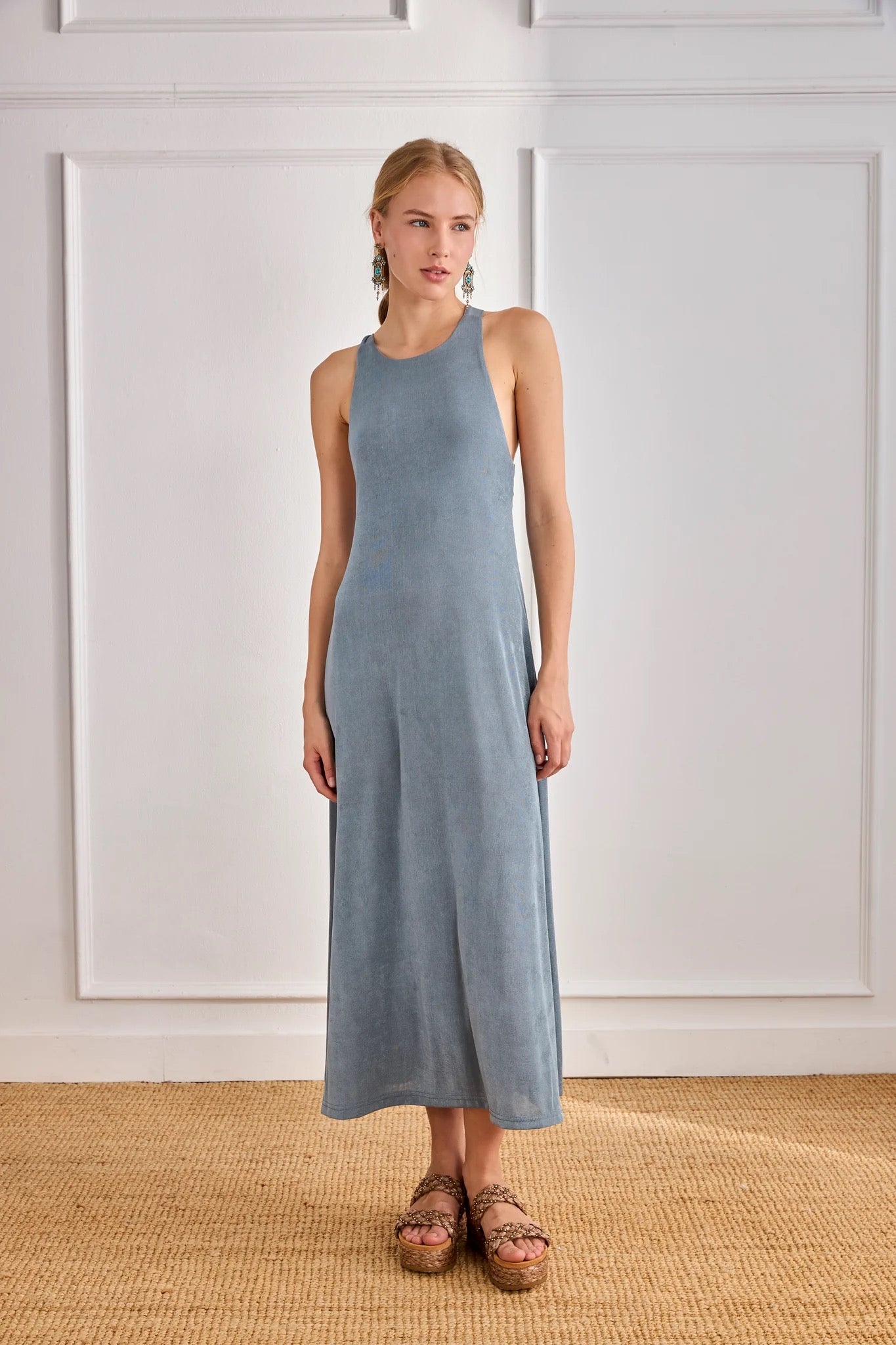 VESTIDO ESPALDA CRUZADA ANILLA AZUL
