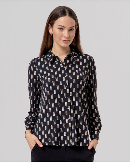 CAMISA AMPLIA ESTAMPADO GEOMÉTRICO NEGRO