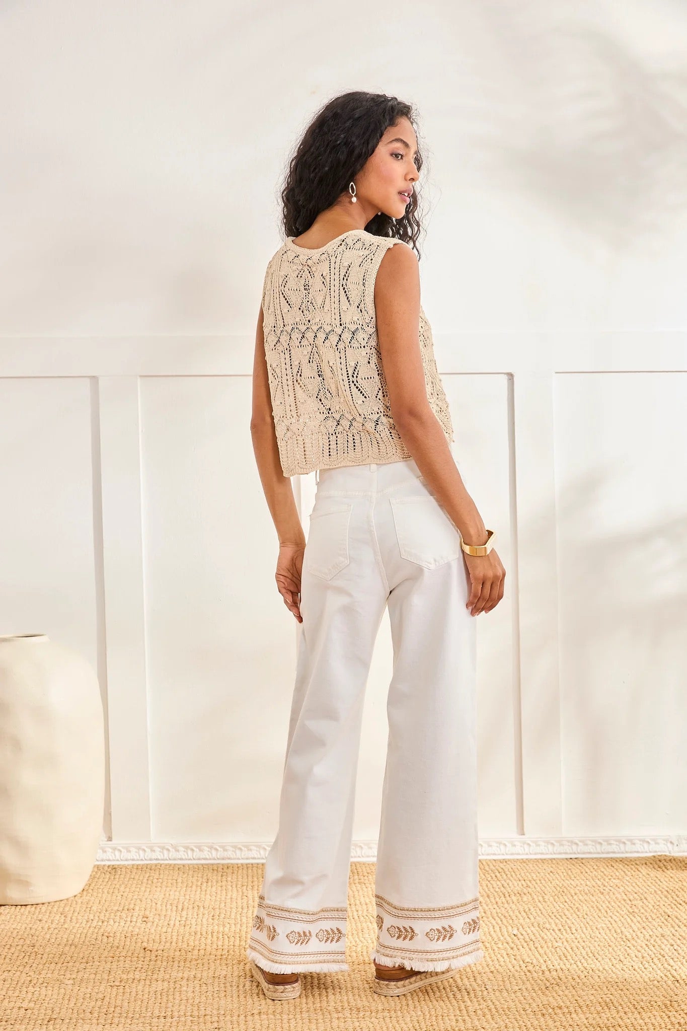 JEANS WIDE LEG BORDADO BLANCO