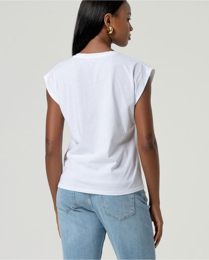 CAMISETA ALGODÓN ESTAMPADA FRONTAL BLANCO