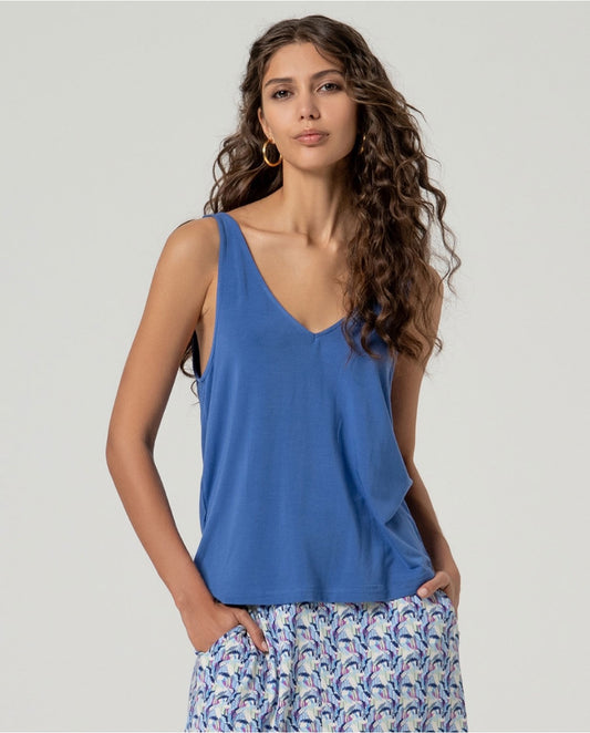 TOP TIRANTES ESCOTE PICO AZUL