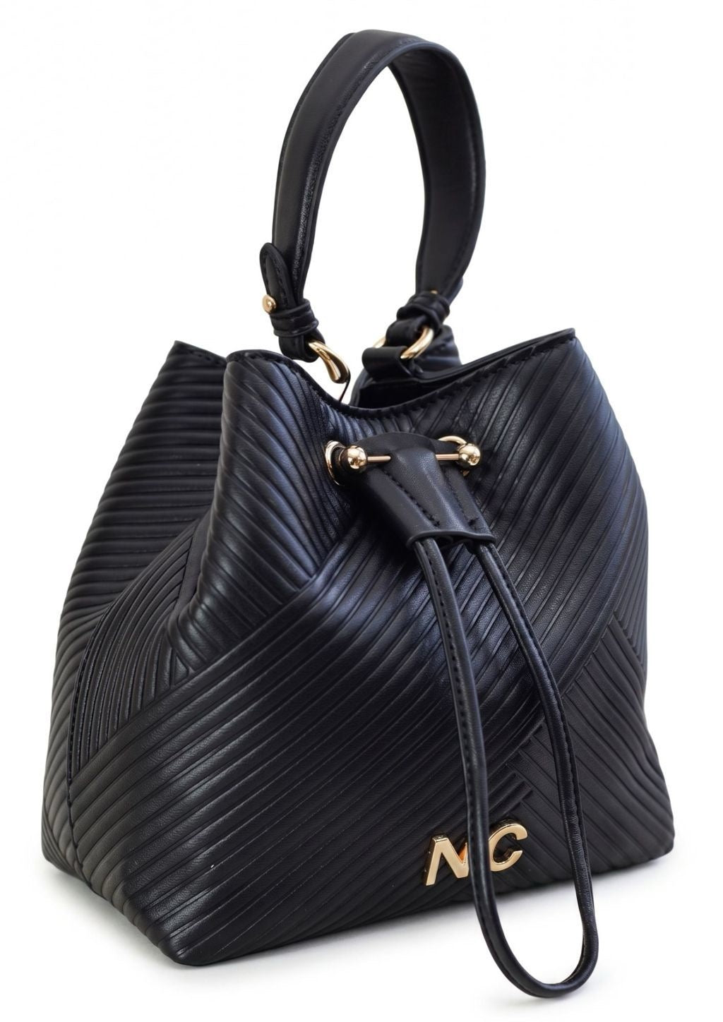 BOLSO BOMBONERA PLISADO NEGRO