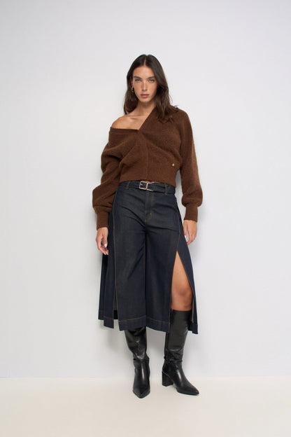 PANTALONES CHINO CROPPED WIDE CON ABERTURAS